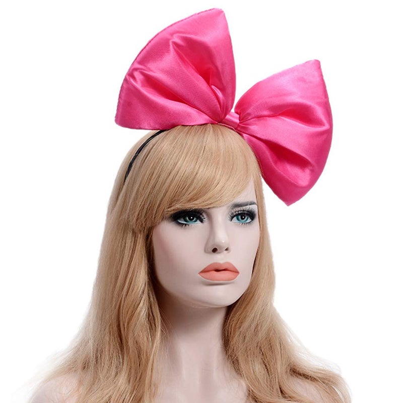 WLBON Bow Headband, Pink Tone Big Bow Hairband, Hair Hoops Women Hairband, Party Decoration Headdress Cosplay Costume Headwear Handmade Headpiece Birthday Christmas Hair Accessories 1 Pack - Image 4